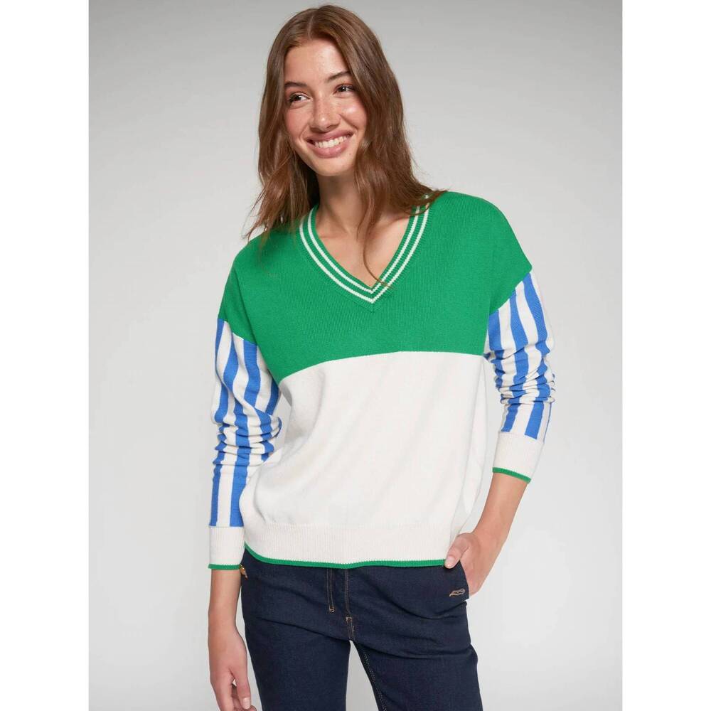 NEW VILAGALLO women's embroidered jersey let's par tee in ecru golf print